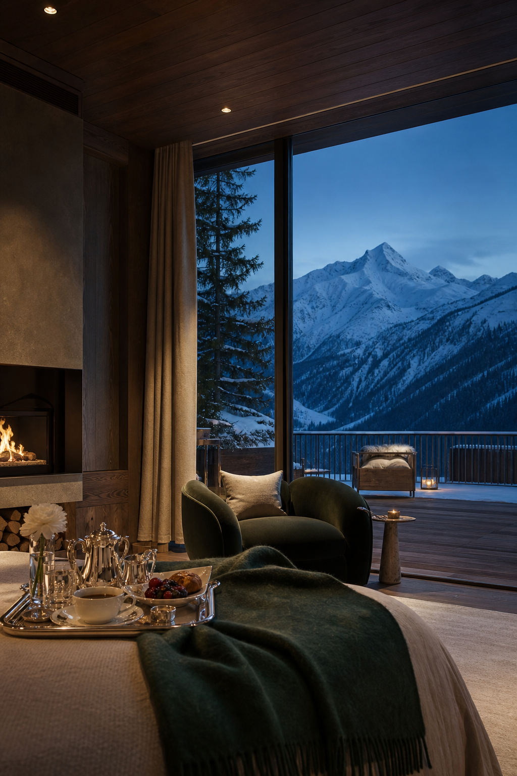 Alpine suite at blue hour
