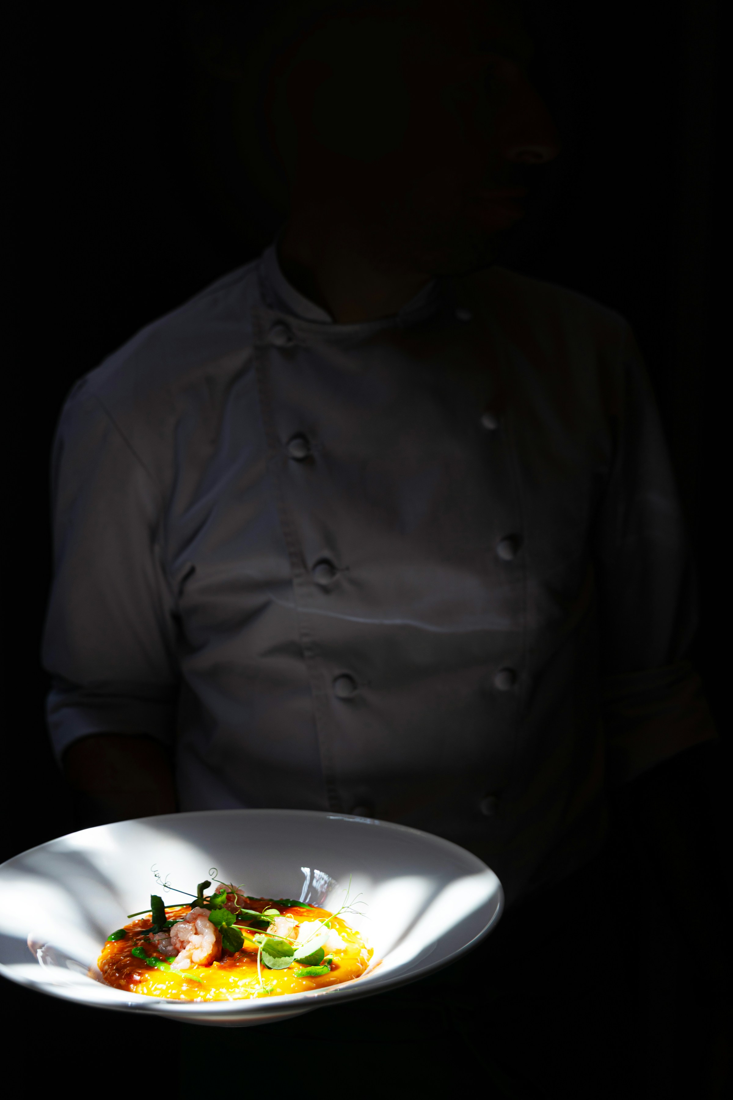 Chef presenting a fine dining dish