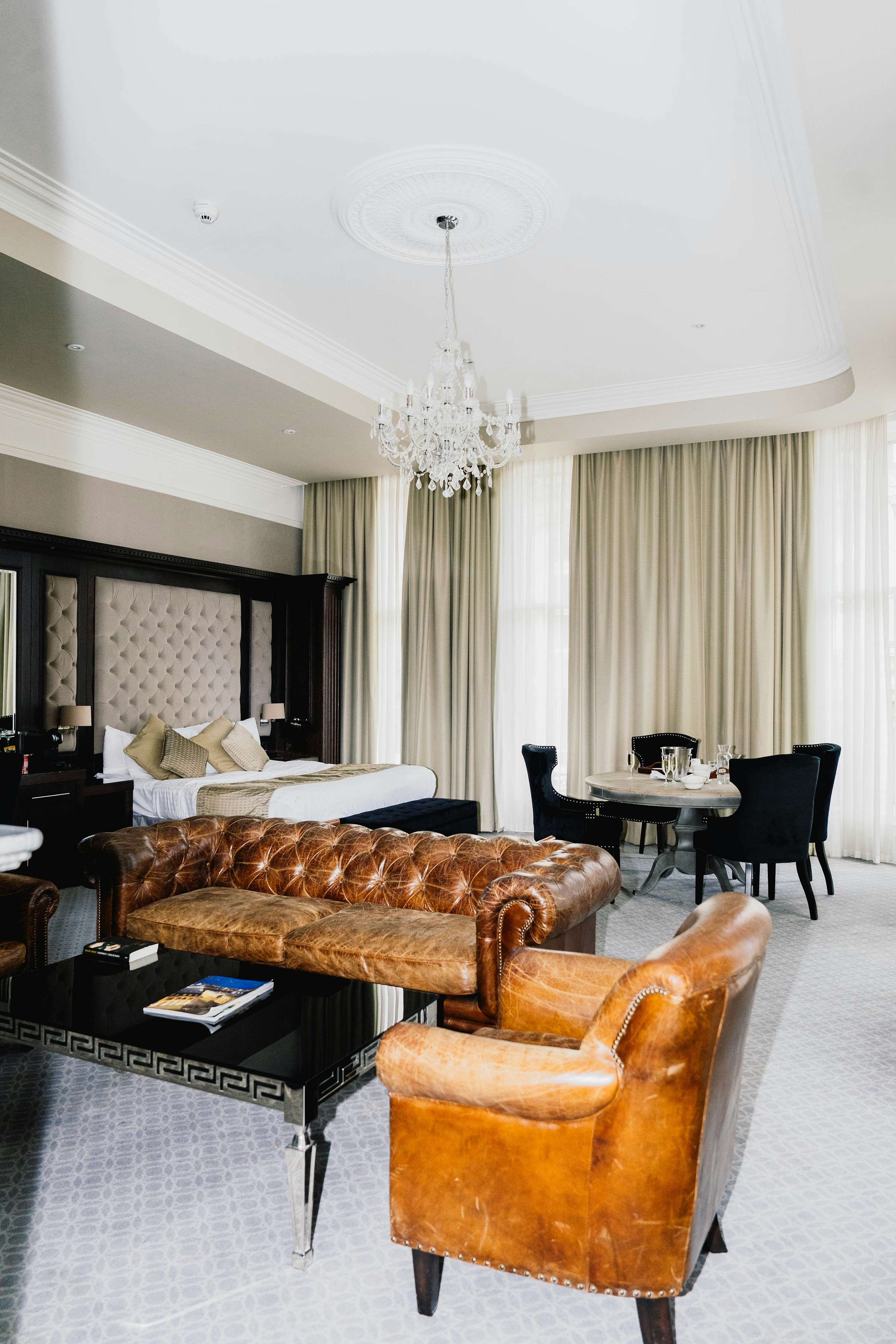 A refined luxury hotel suite